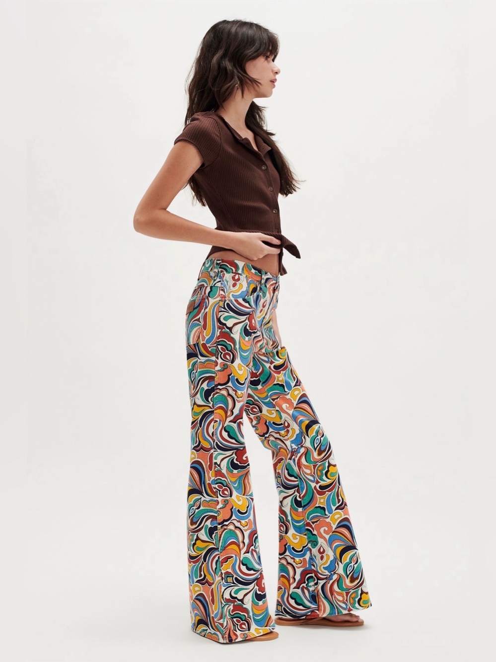 NEW no tags AWESOME Wrangler High-Rise Printed Flare Jeans - Picture 3 of 7